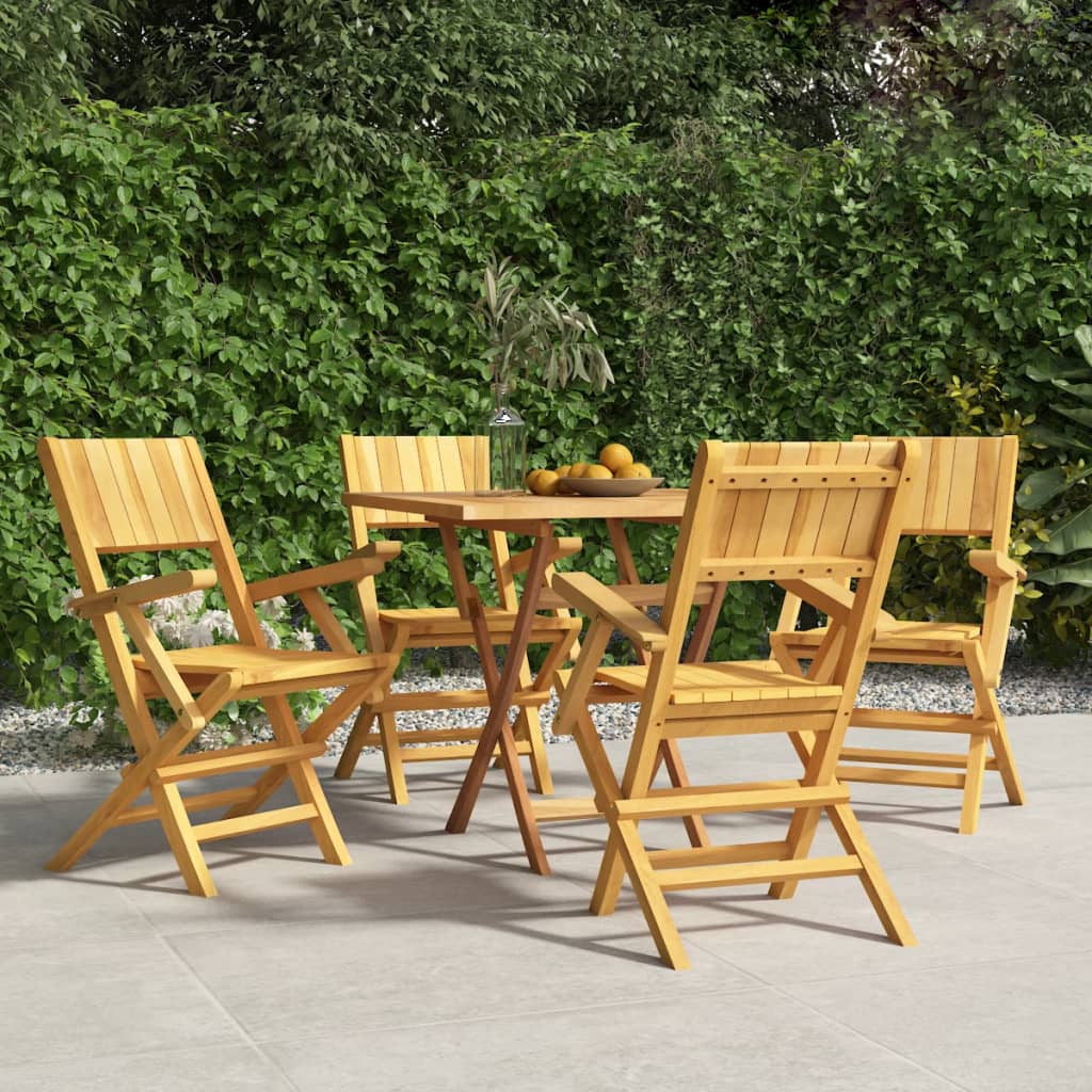 vidaXL Folding Patio Chairs 4 pcs 21.7"x24"x35.4" Solid Wood Teak-0