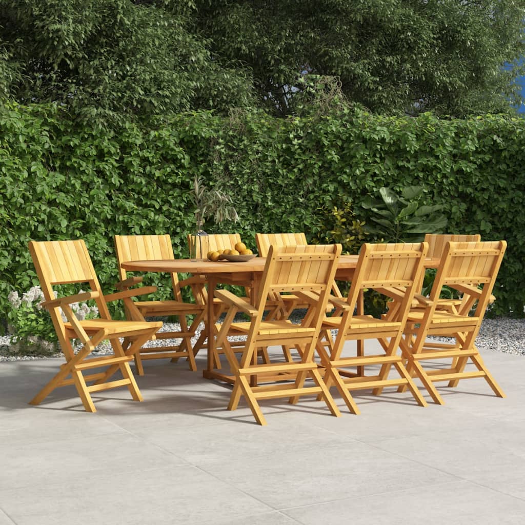 vidaXL Folding Patio Chairs 8 pcs 21.7"x24"x35.4" Solid Wood Teak-0