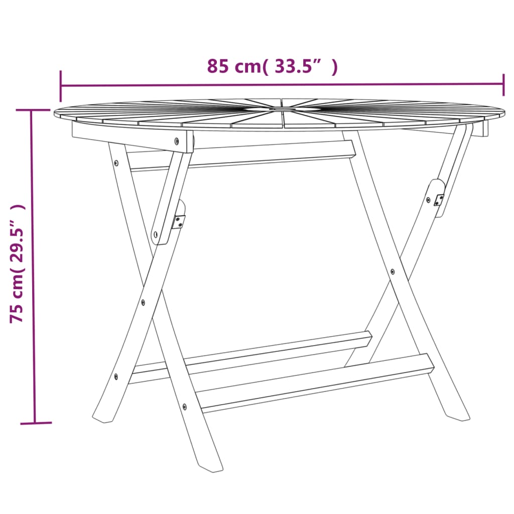 vidaXL Dining Table Outdoor Folding Patio Table for Porch Yard Solid Wood Teak-2