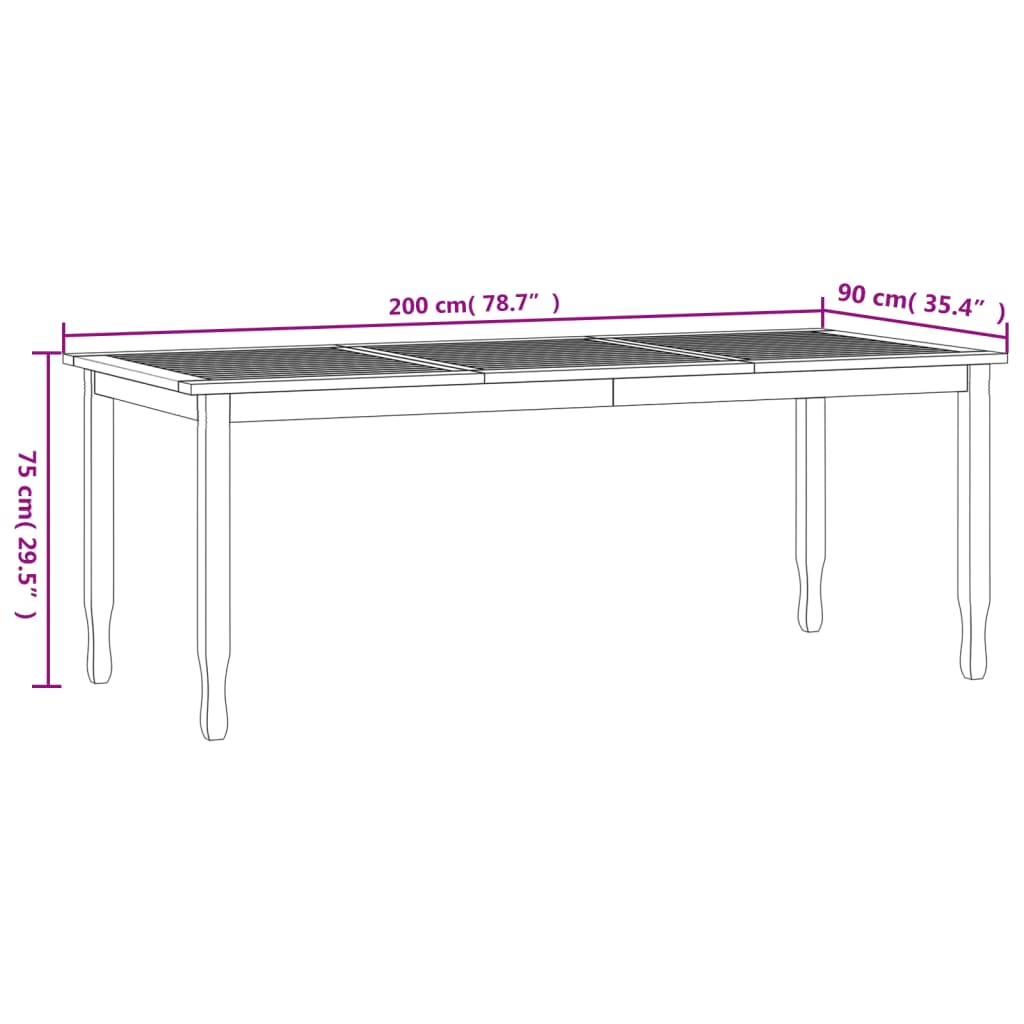 vidaXL Dining Table Rectangular Dining Room Table Furniture Solid Wood Teak-4