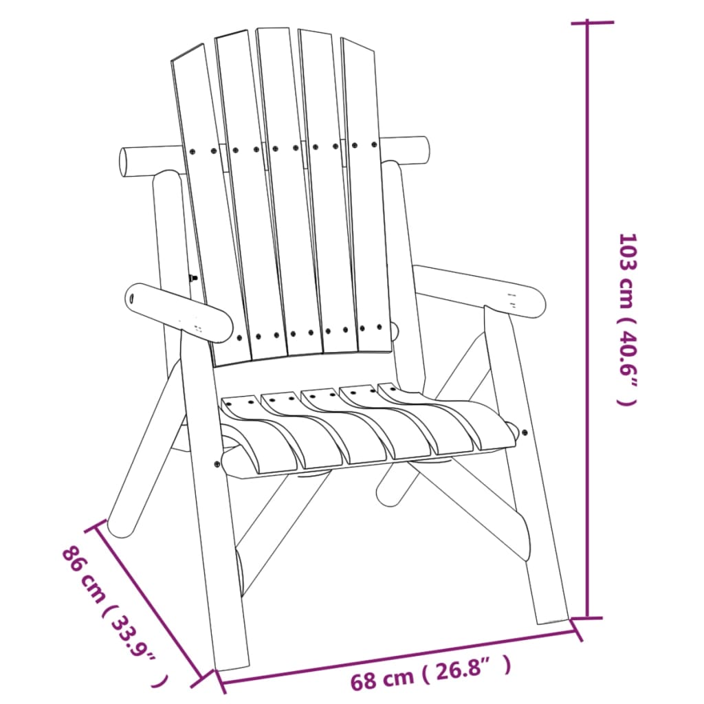 vidaXL Patio Chair 26.8"x33.9"x40.6" Solid Wood Spruce-4