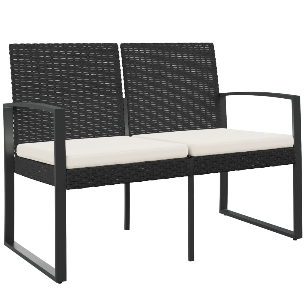 vidaXL Outdoor Bench 2-Seater Bench with Cushions for Porch Deck PP Rattan-0