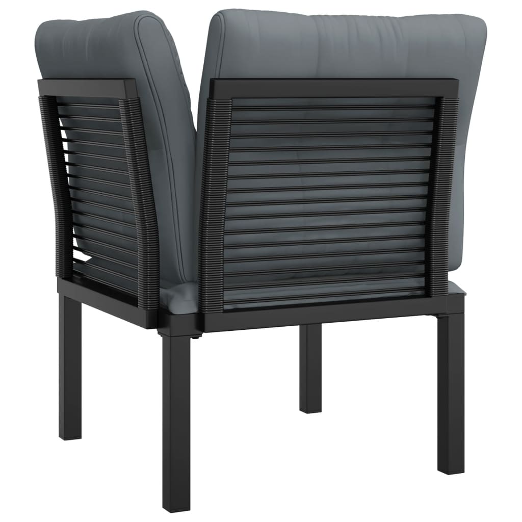vidaXL Patio Corner Chair with Cushions Black and Gray Poly Rattan-3