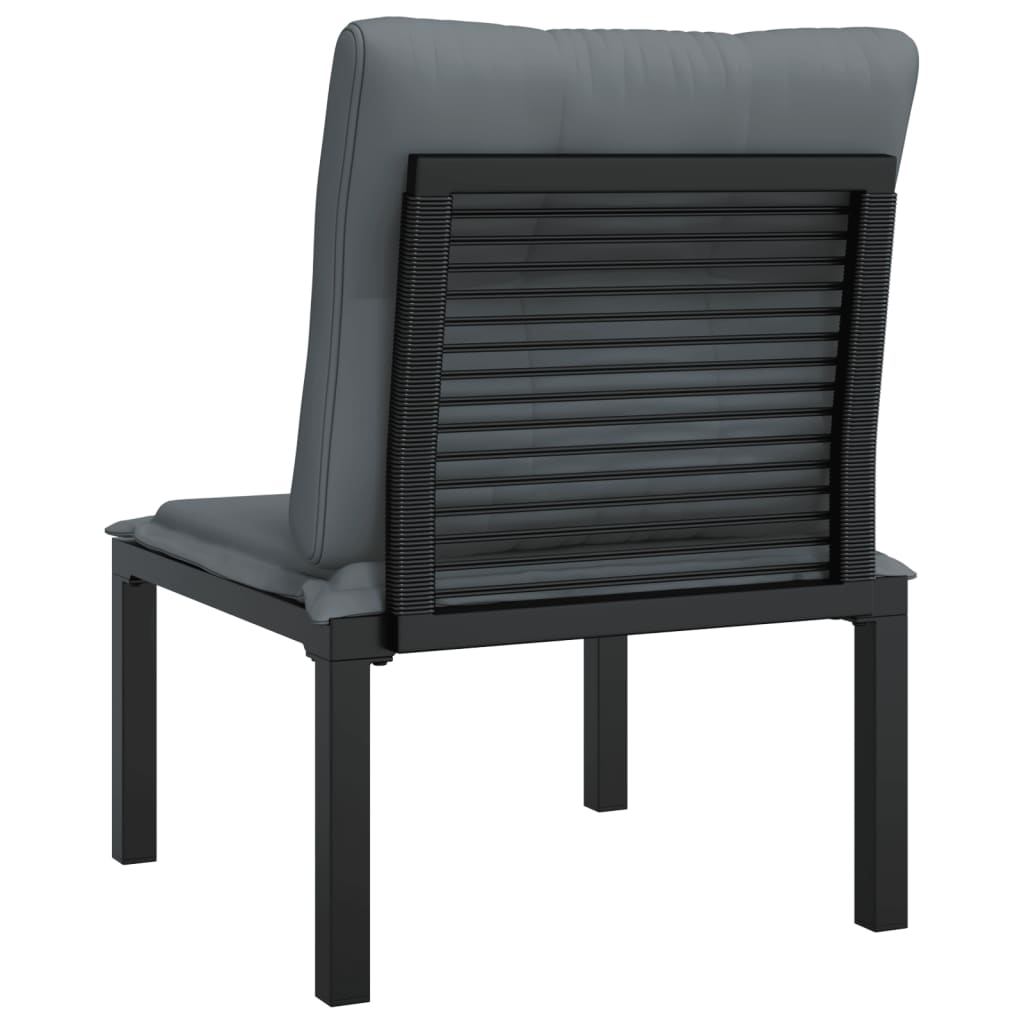 vidaXL Patio Chair with Cushions Black and Gray Poly Rattan-3