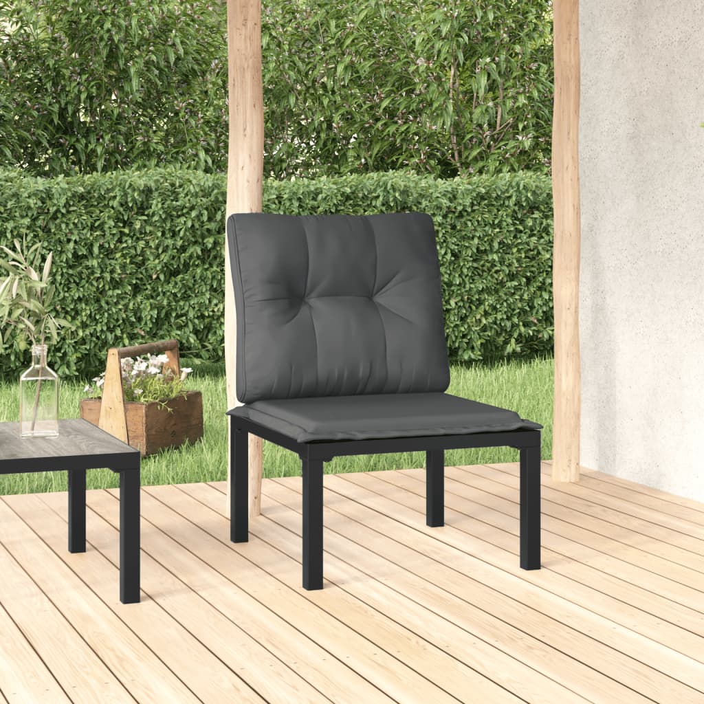 vidaXL Patio Chair with Cushions Black and Gray Poly Rattan-0