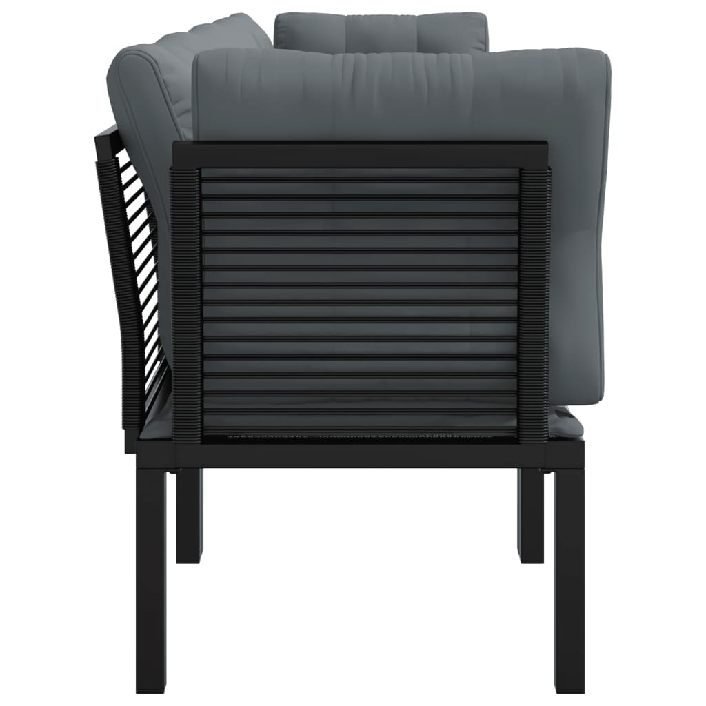 vidaXL 4 Piece Patio Lounge Set Black and Gray Poly Rattan-2