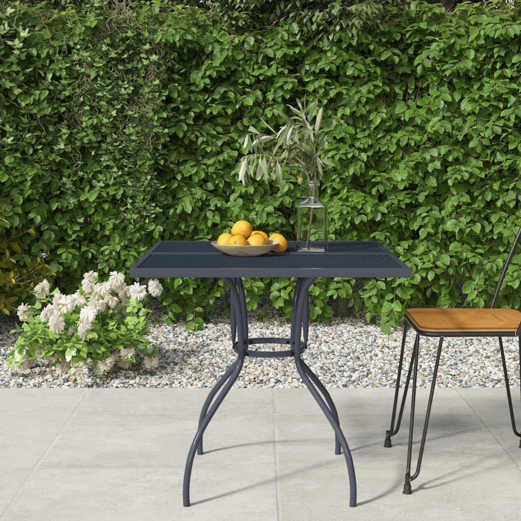vidaXL Patio Table Outdoor Bistro Table with Metal Frame Anthracite Steel Mesh-4