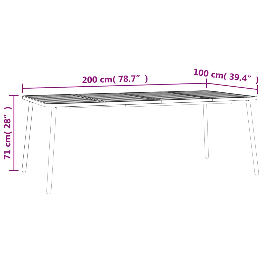 vidaXL Patio Table Outdoor Patio Dining Table for Lawn Garden Anthracite Steel-3