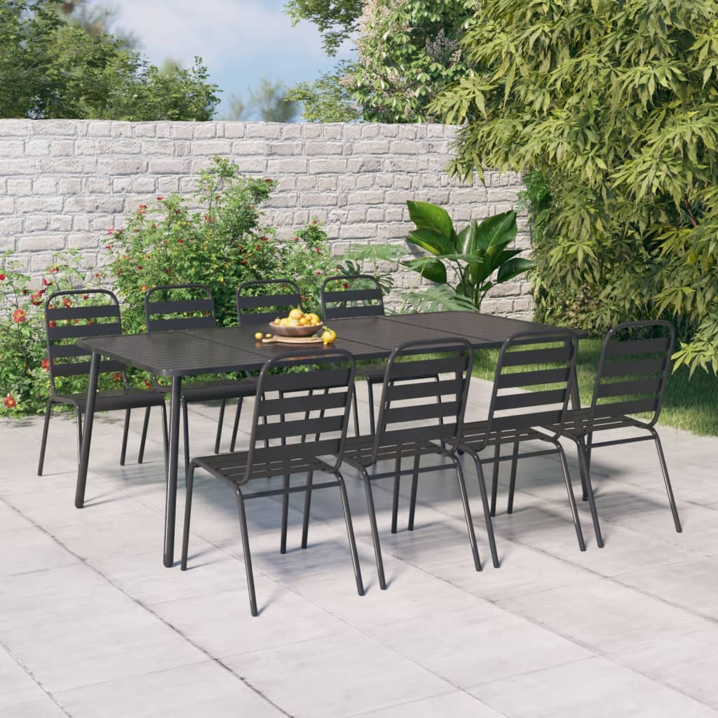 vidaXL Patio Table Outdoor Patio Dining Table for Lawn Garden Anthracite Steel-2