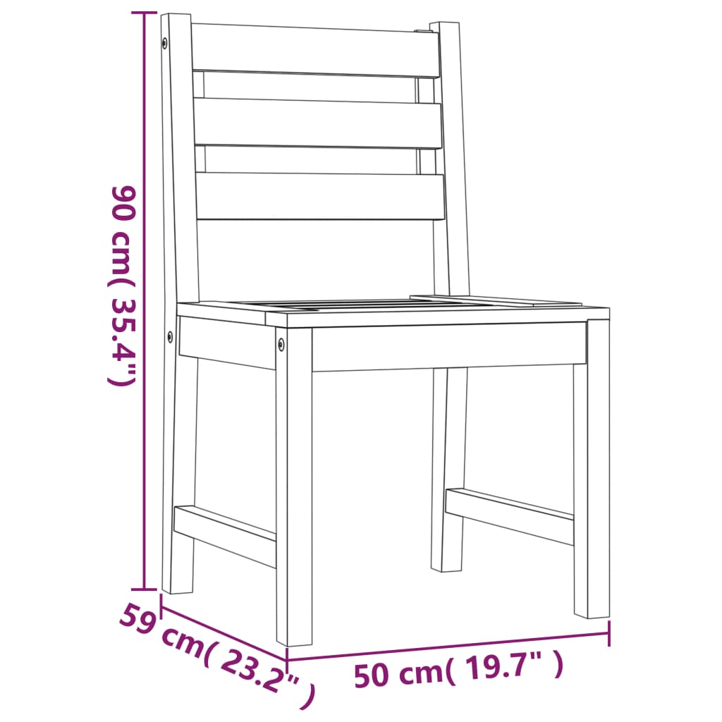 vidaXL 4/6/8x Solid Wood Pine Patio Chairs Garden Outdoor Seating Furniture-4