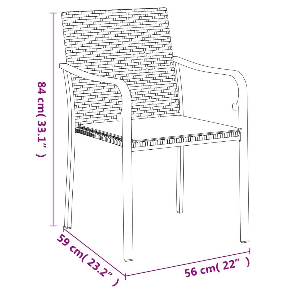 vidaXL Patio Chair Outdoor Seat with Cushions Patio Furniture Poly Rattan-10