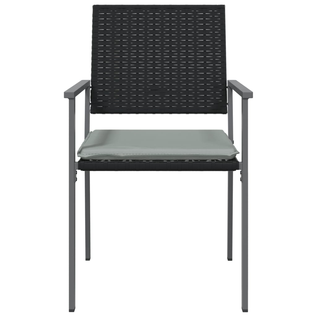 vidaXL Patio Chairs with Cushions 2 pcs Black 21.3"x24.6"x35" Poly Rattan-2