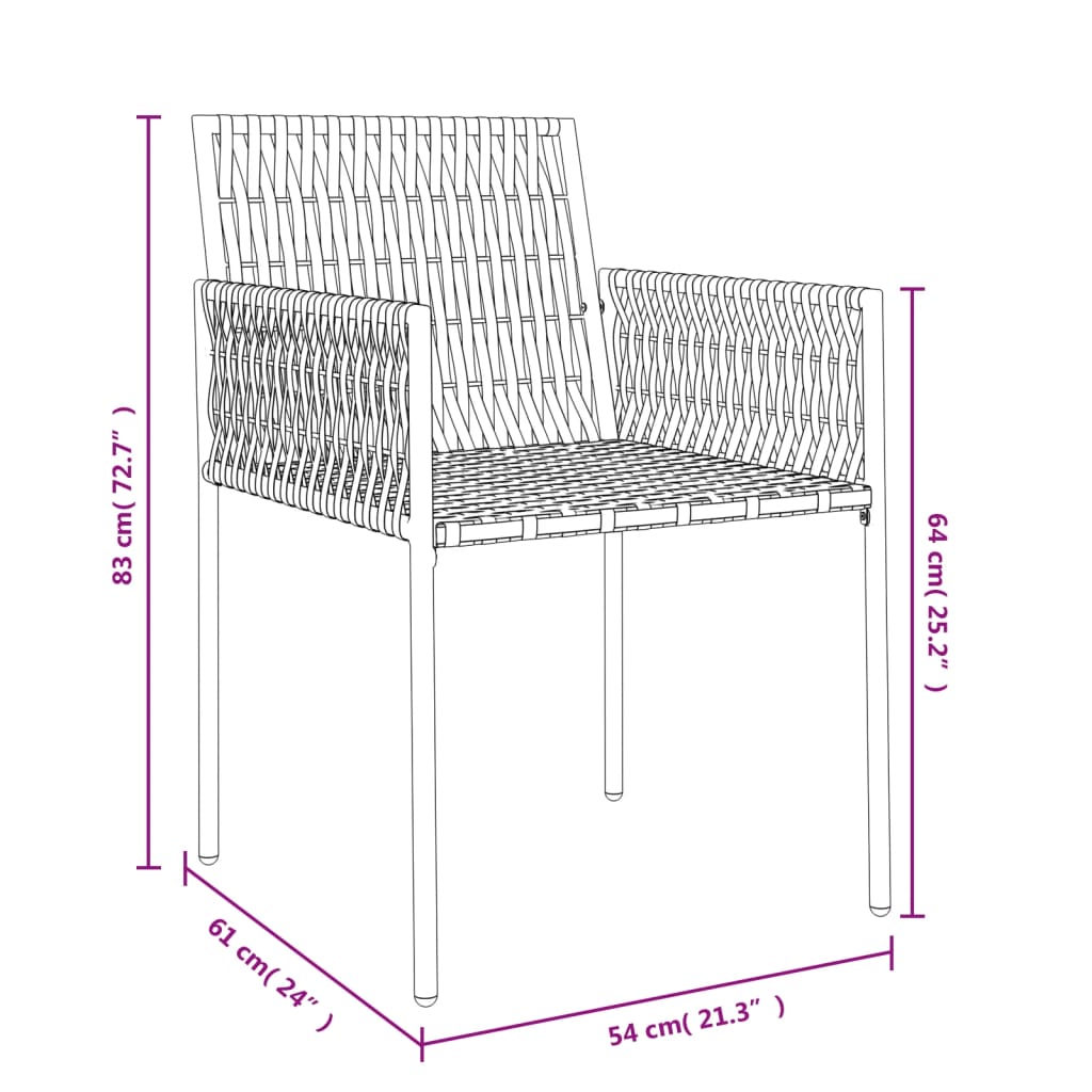 vidaXL Patio Chair Outdoor Lawn Chair with Cushions Patio Set Poly Rattan-44