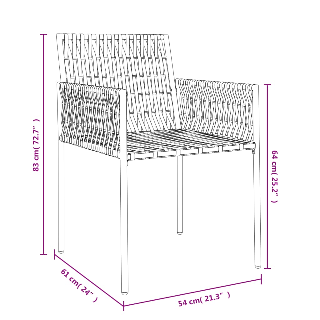 vidaXL Patio Chair Outdoor Lawn Chair with Cushions Patio Set Poly Rattan-14