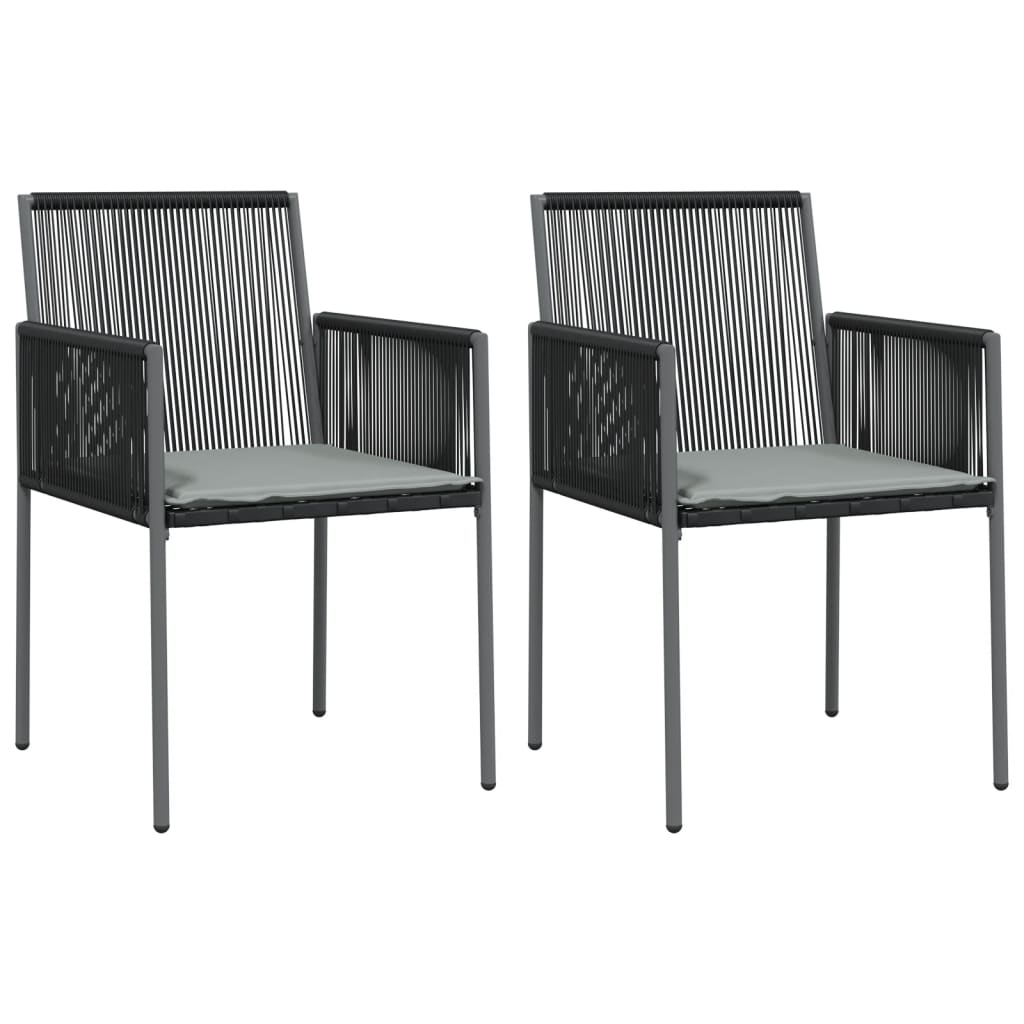 vidaXL Patio Chair Outdoor Chair with Cushions Patio Set Black Poly Rattan-2