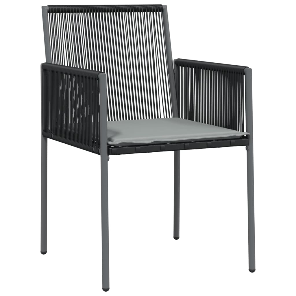 vidaXL Patio Chair Outdoor Chair with Cushions Patio Set Black Poly Rattan-14