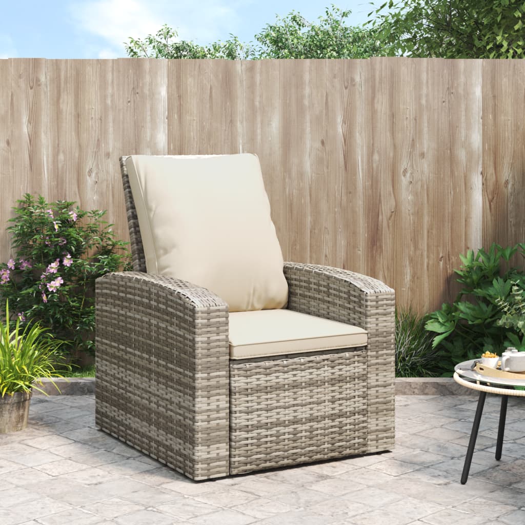 vidaXL Patio Chair Outdoor Furniture Lounger Chair with Cushions Poly Rattan-18