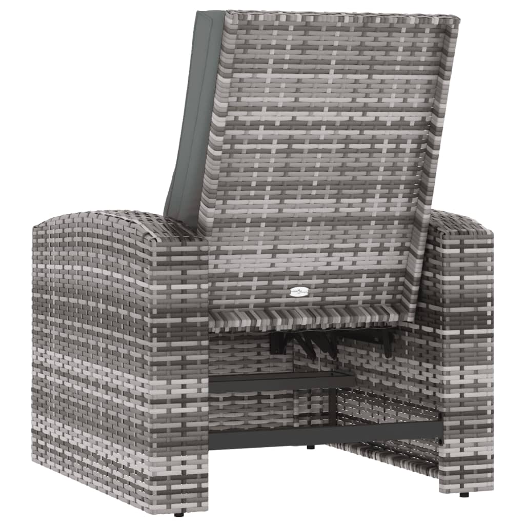 vidaXL Patio Chair Outdoor Furniture Lounger Chair with Cushions Poly Rattan-14