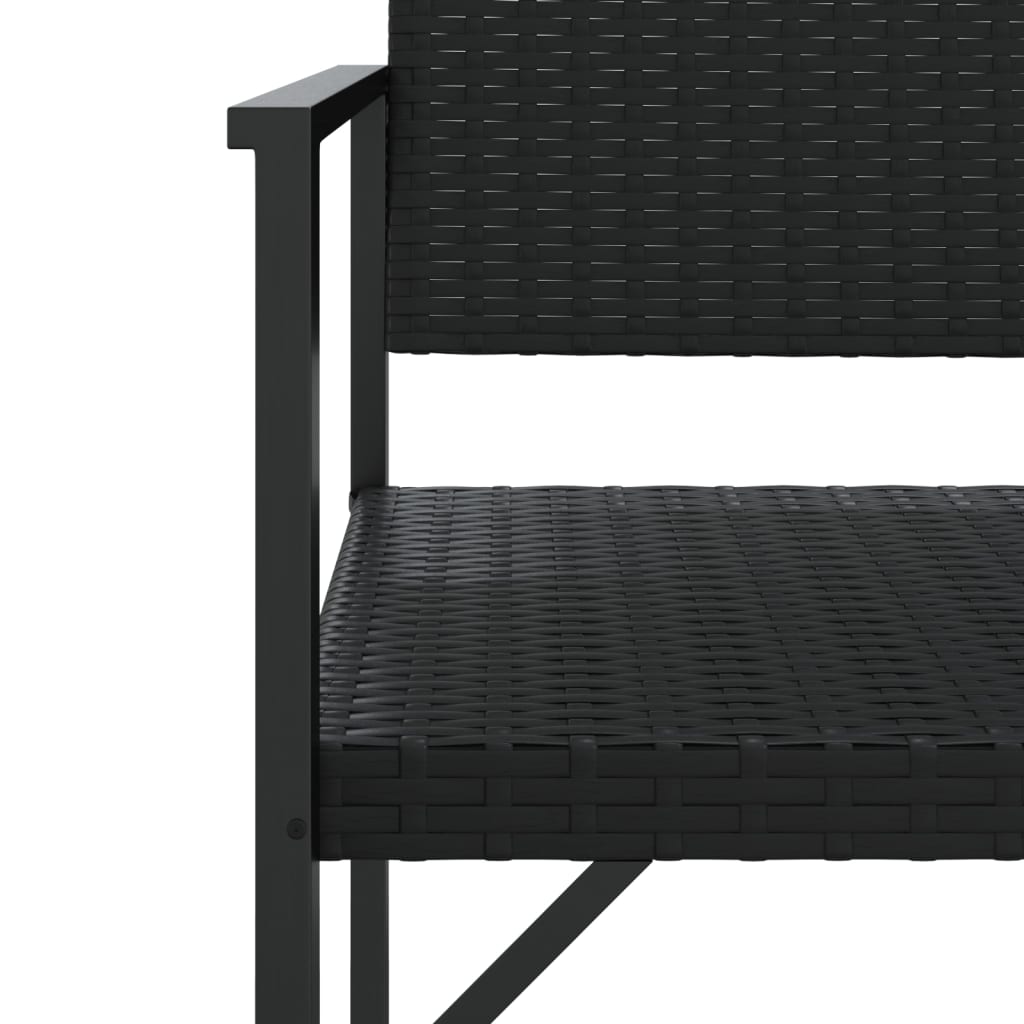 vidaXL 2-Seater Patio Bench Black Poly Rattan-13