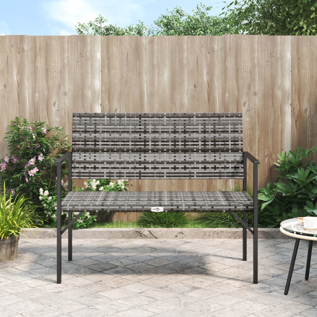 vidaXL 2-Seater Patio Bench Black Poly Rattan-6