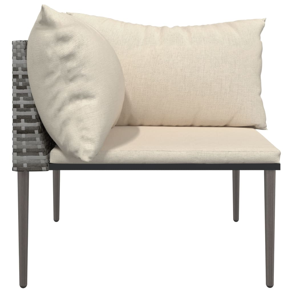 vidaXL Patio Corner Sofa with Cushions Gray Poly Rattan-1