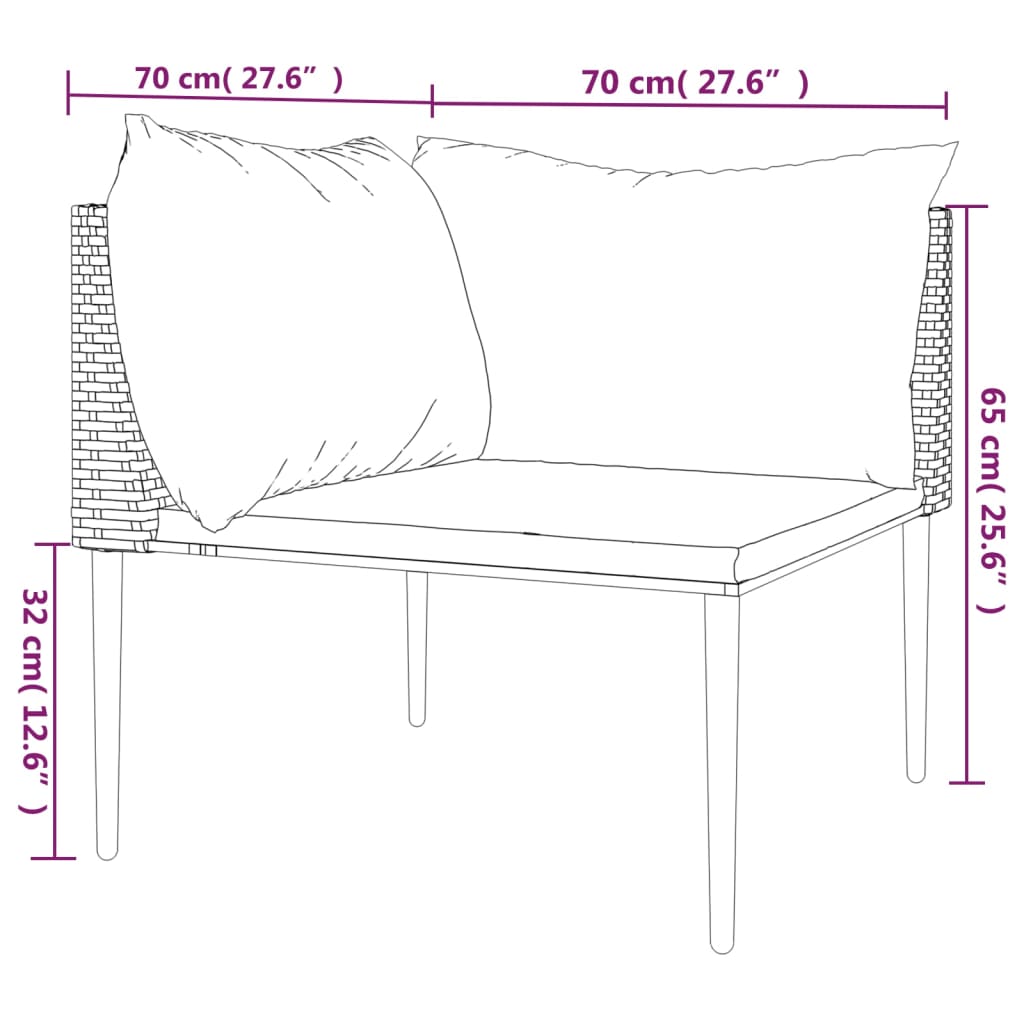 vidaXL Patio Corner Sofa with Cushions Gray Poly Rattan-6