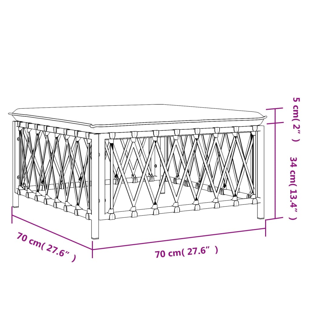 vidaXL Patio Footstool with Cushion White Woven Fabric-5