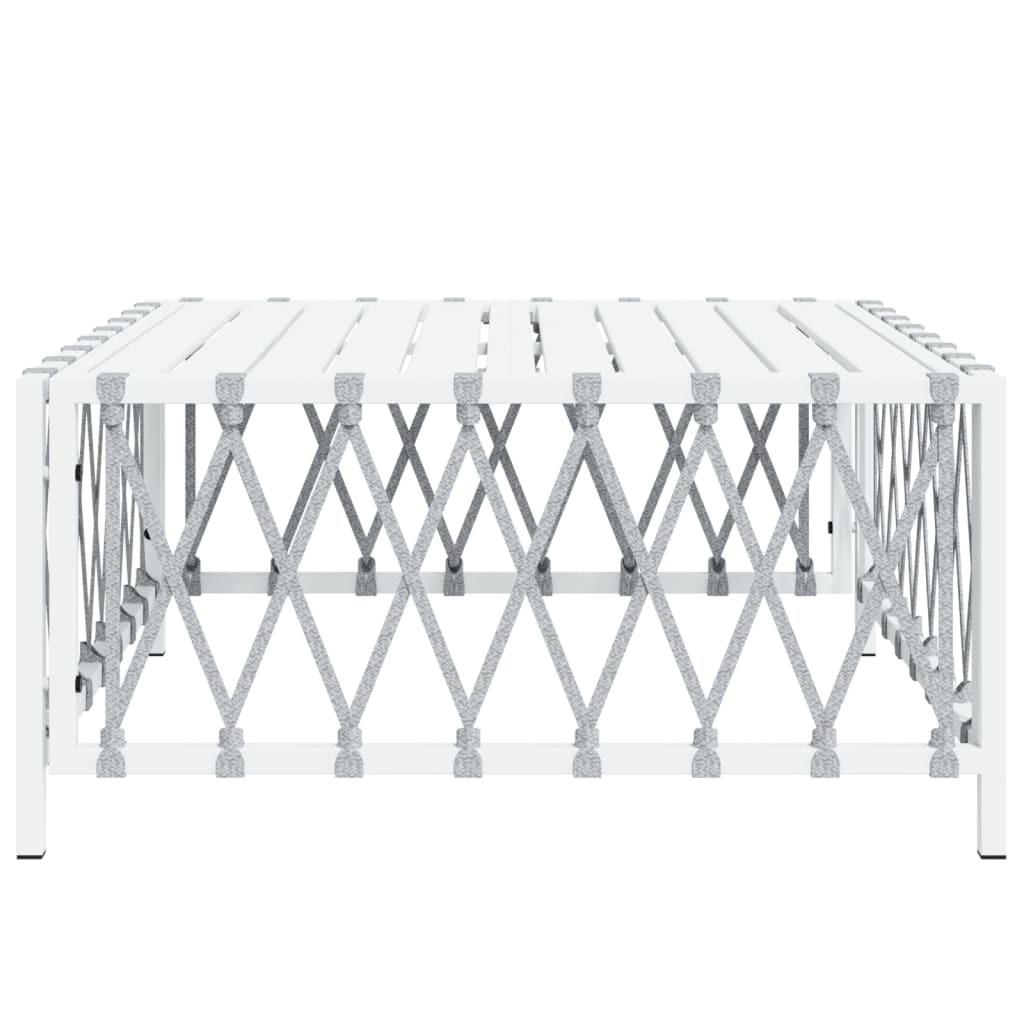 vidaXL Patio Table White 27.6"x27.6"x13.4" Woven Fabric-2