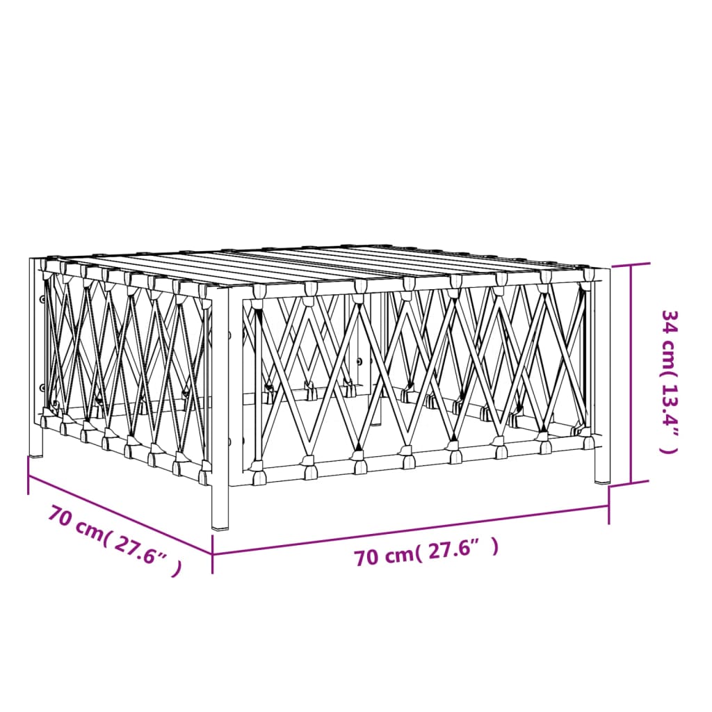 vidaXL Patio Table White 27.6"x27.6"x13.4" Woven Fabric-3