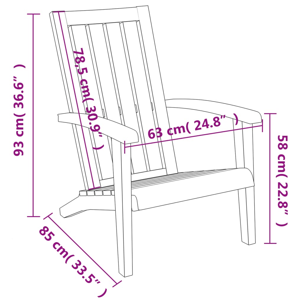 vidaXL Adirondack Chair Outdoor Furniture Lawn Chair for Deck Polypropylene-10