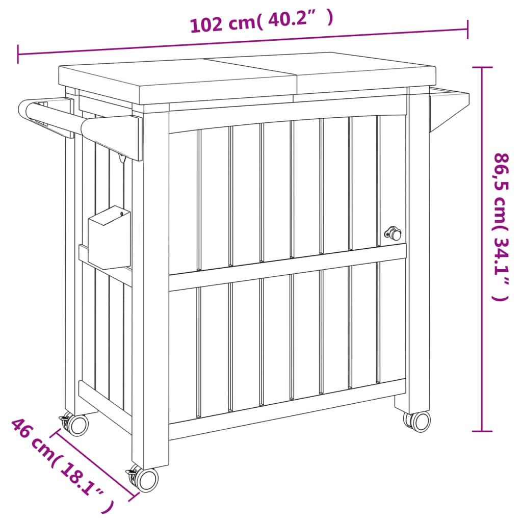 vidaXL 3-in-1 Serving Cart Black Polypropylene-8