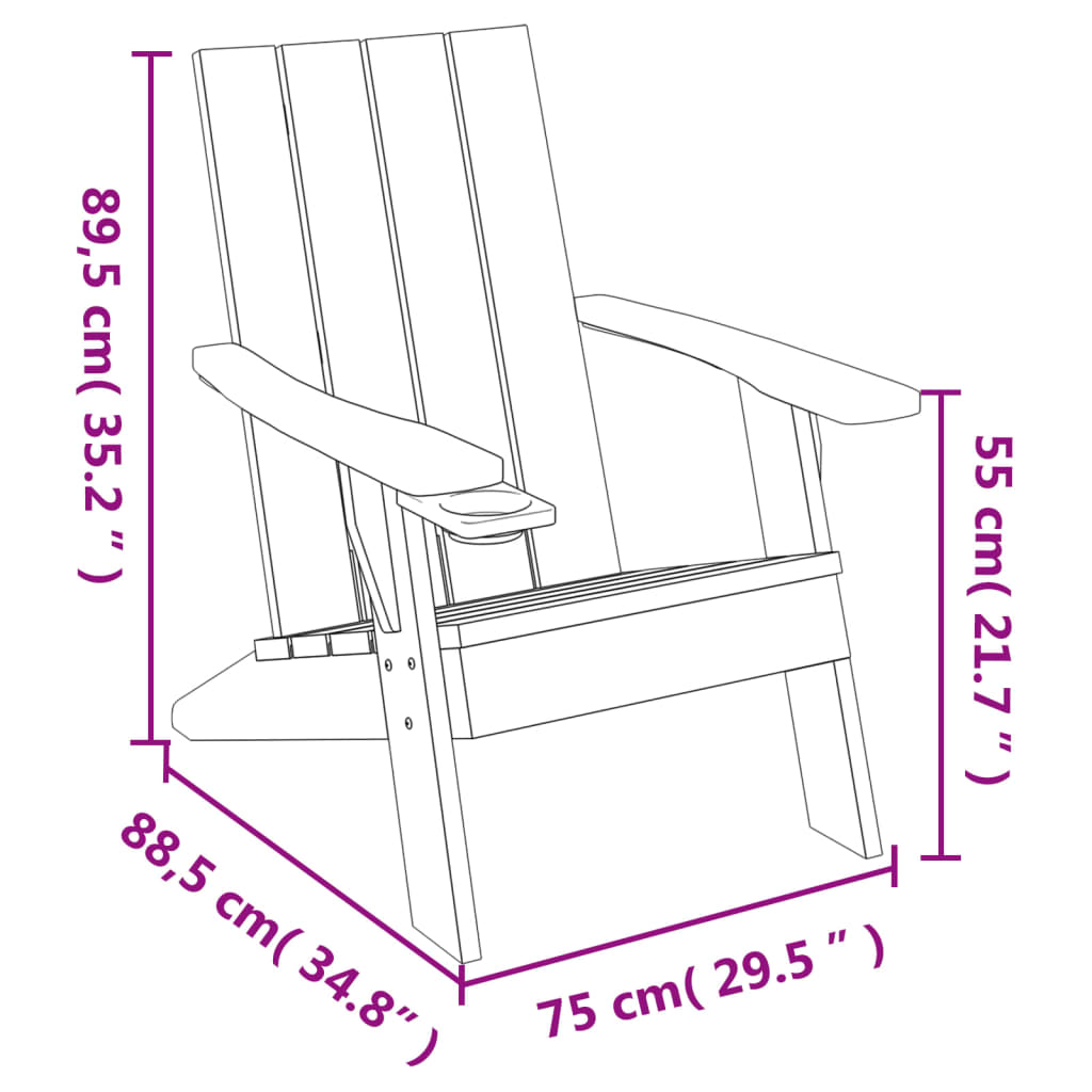 vidaXL Patio Adirondack Chair Light Brown 29.5"x34.8"x35.2" Polypropylene-6