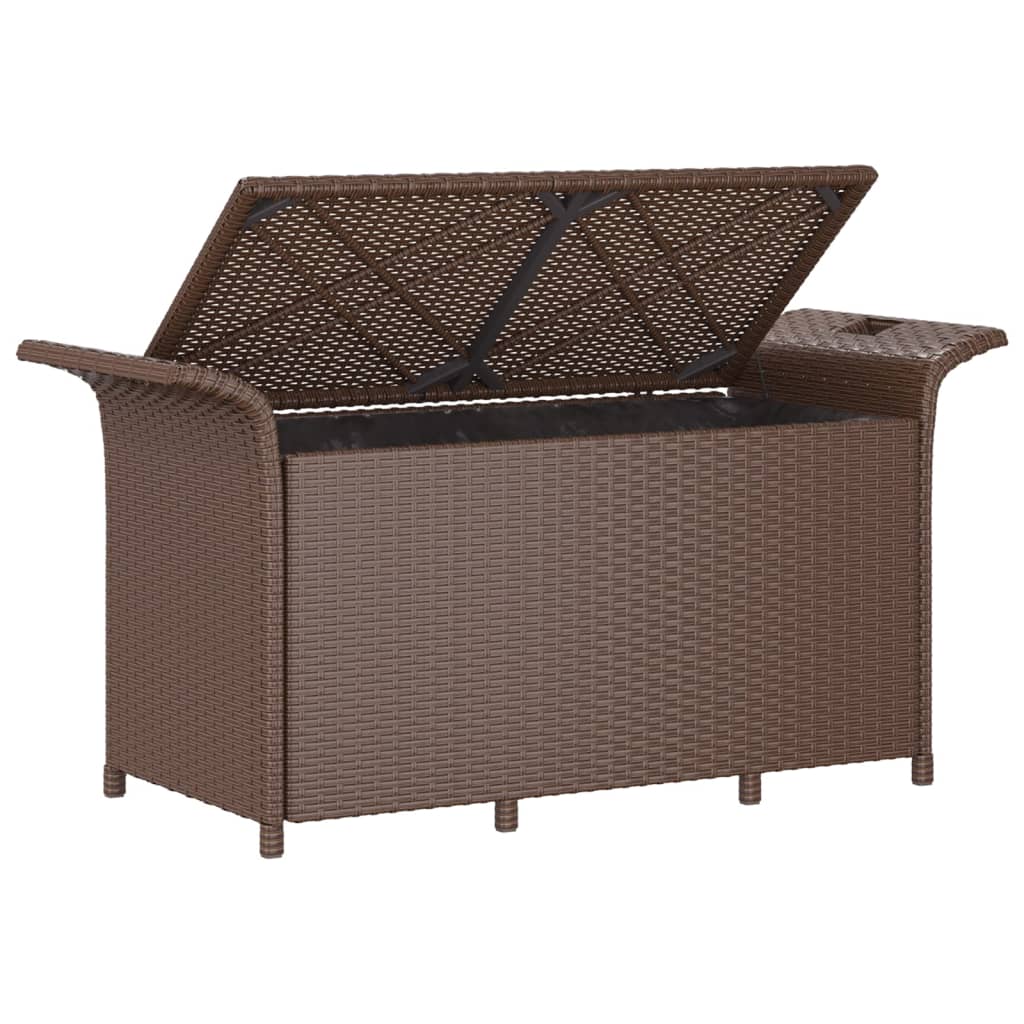 vidaXL Outdoor Storage Bench Patio Rattan Storage Box with Cushion Poly Rattan-13