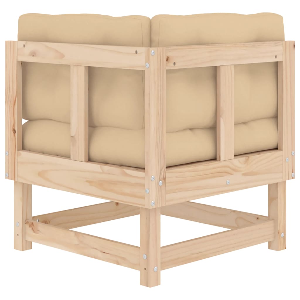 vidaXL Corner Sofa with Cushions Solid Wood Pine-3