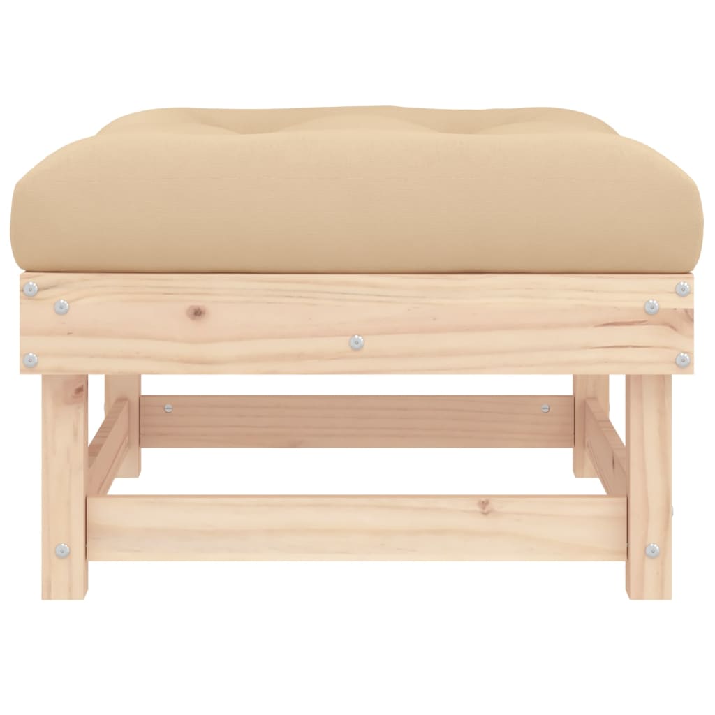 vidaXL Patio Footstool with Cushion Solid Wood Pine-2