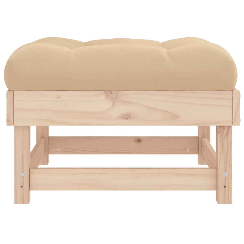 vidaXL Patio Footstool with Cushion Solid Wood Pine-3