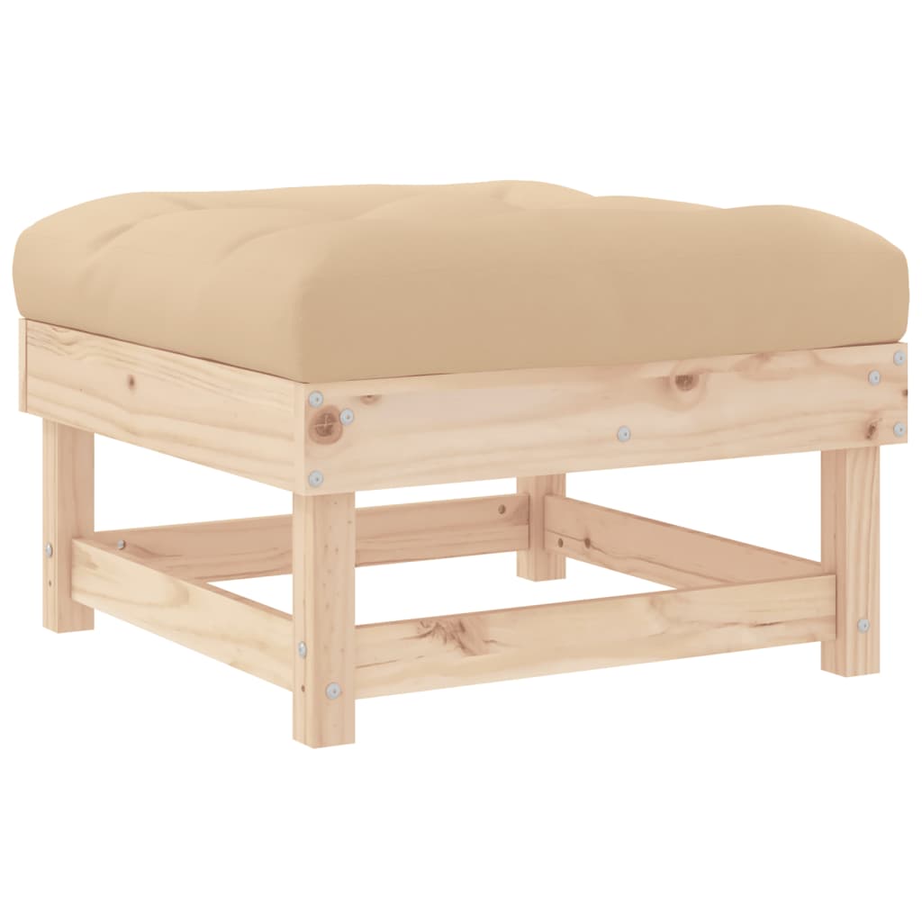 vidaXL Patio Footstool with Cushion Solid Wood Pine-4