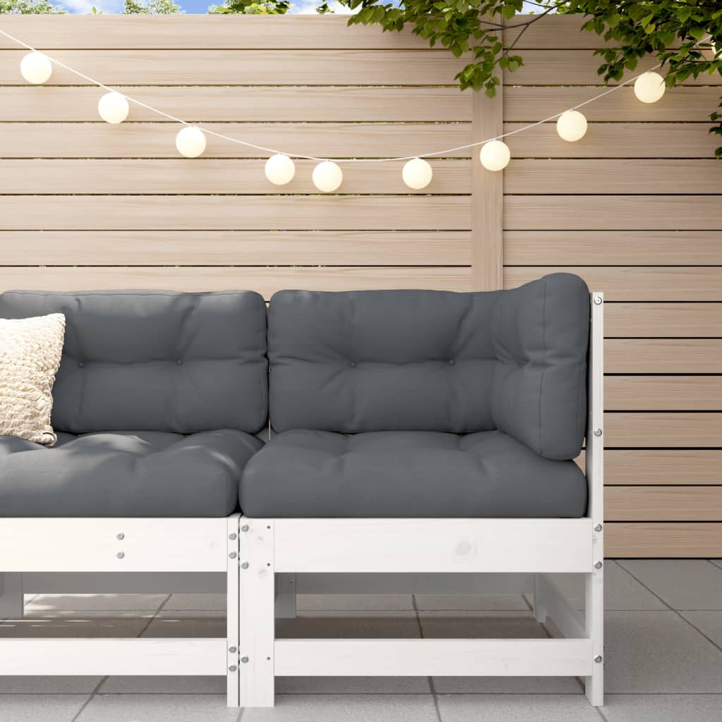 vidaXL Corner Sofa with Cushions White Solid Wood Pine-0