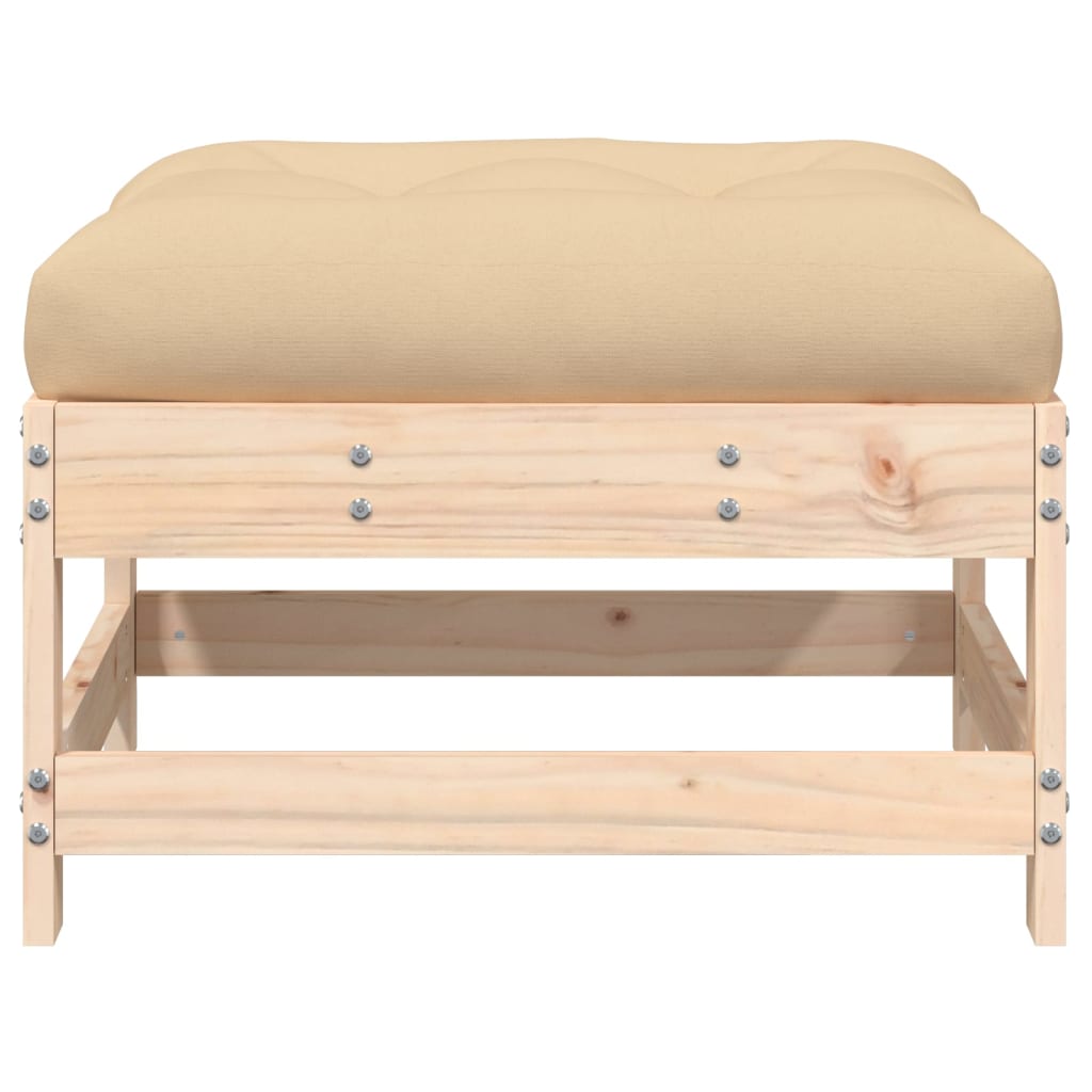 vidaXL Patio Footstool with Cushion Solid Wood Pine-1