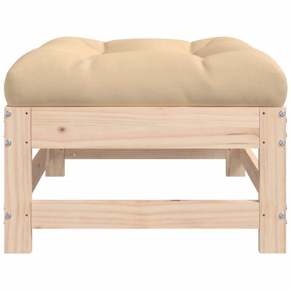 vidaXL Patio Footstool with Cushion Solid Wood Pine-2