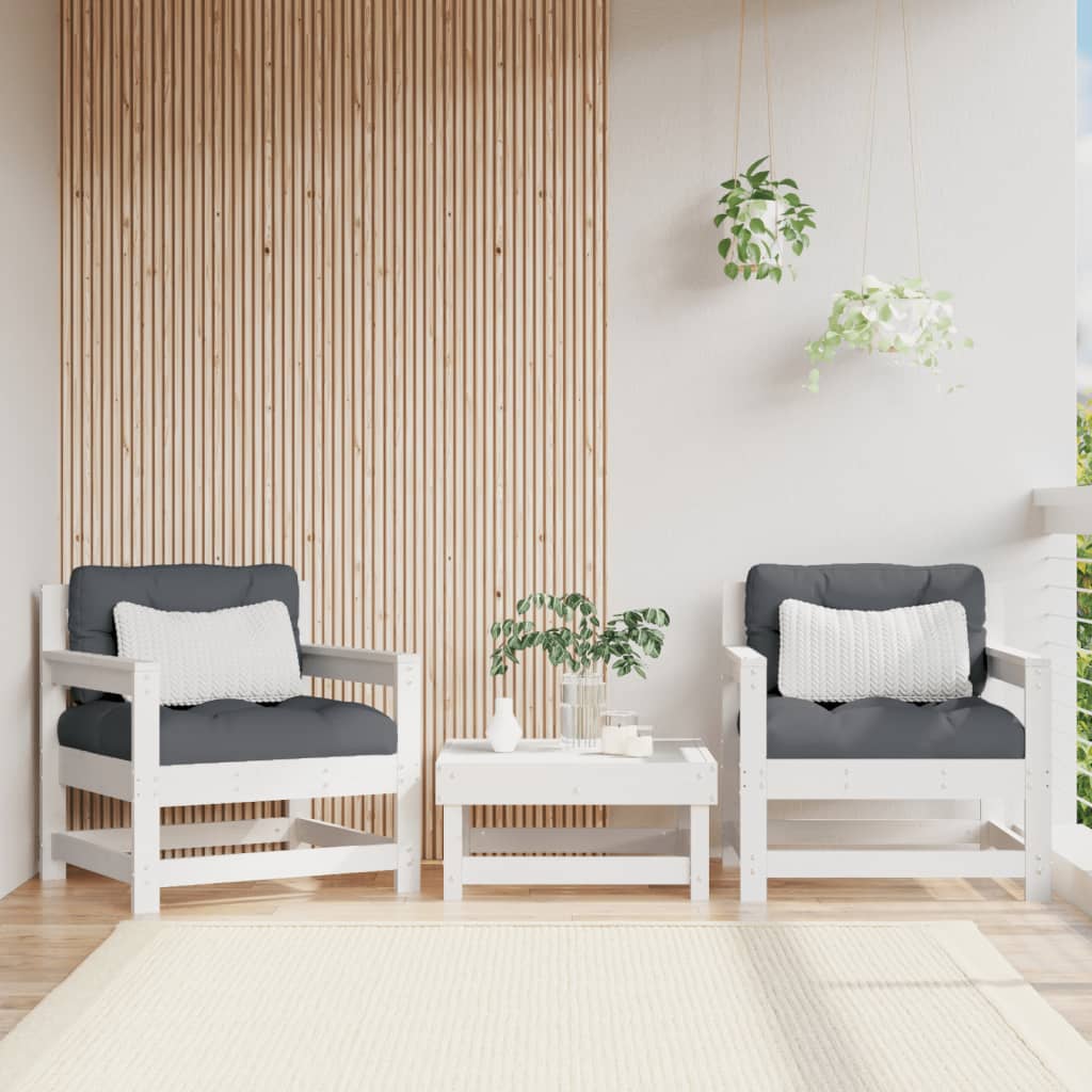 vidaXL Patio Chairs 2 pcs White Solid Wood Pine-0