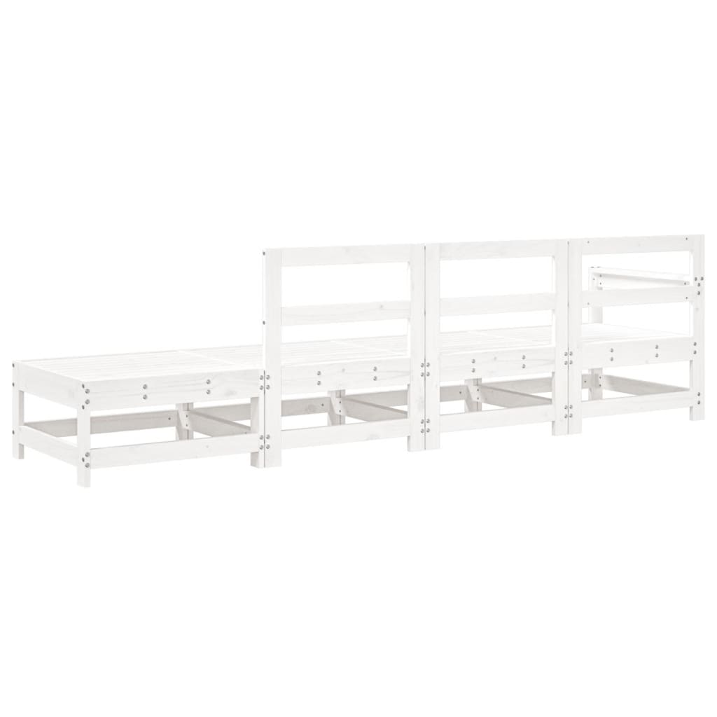 vidaXL 4 Piece Patio Lounge Set White Solid Wood Pine-1