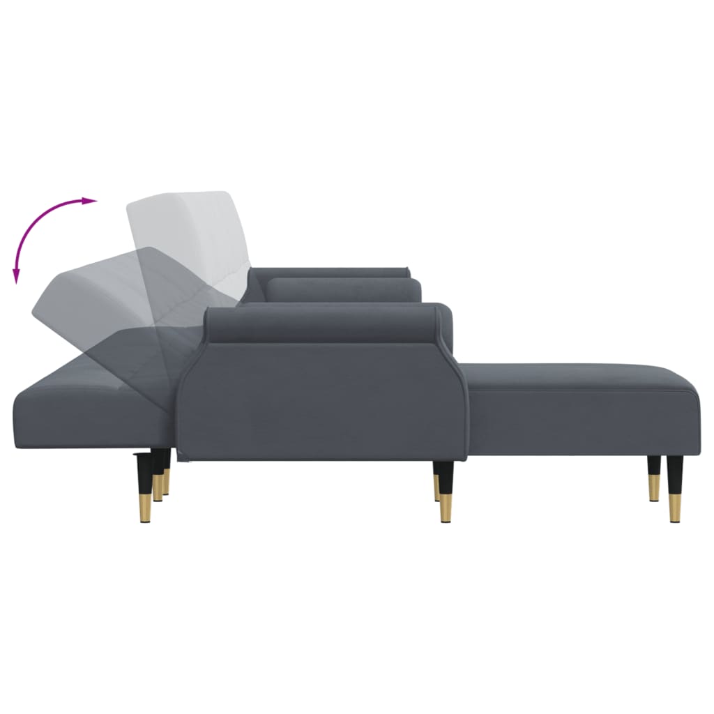 vidaXL Sofa Bed Sleeper Sofa Settee L Shaped Folding Sleeper Couch Bed Velvet-11