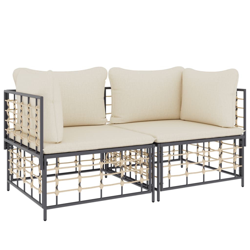 vidaXL Sectional Corner Sofas with Cushions 2 pcs Poly Rattan-1