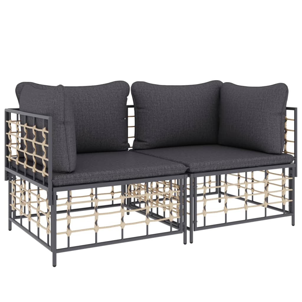 vidaXL Sectional Corner Sofas with Cushions 2 pcs Poly Rattan-1