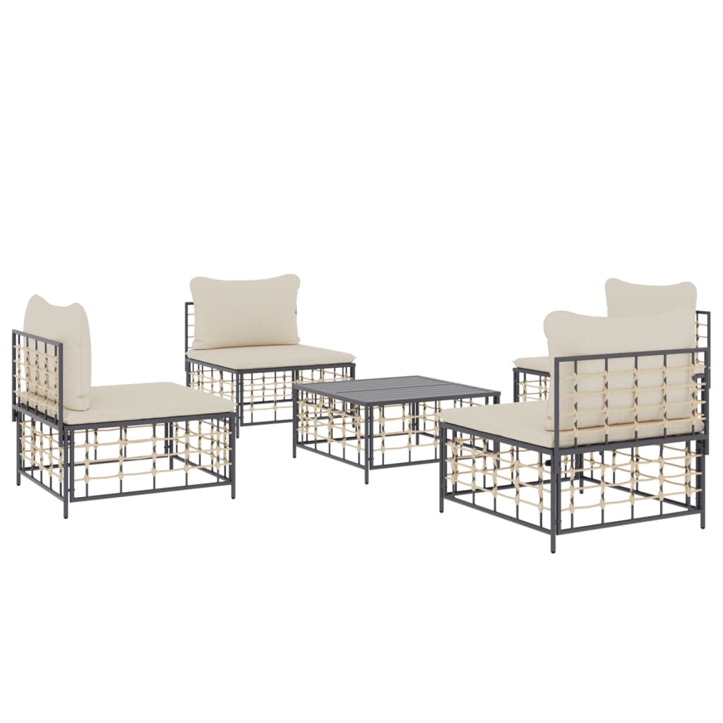 vidaXL Patio Furniture Set 5 Piece Sectional Sofa with Cushions Poly Rattan-1