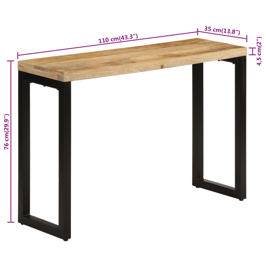 vidaXL Console Table 43.3"x13.8"x29.9" Solid Rough Wood Mango-7
