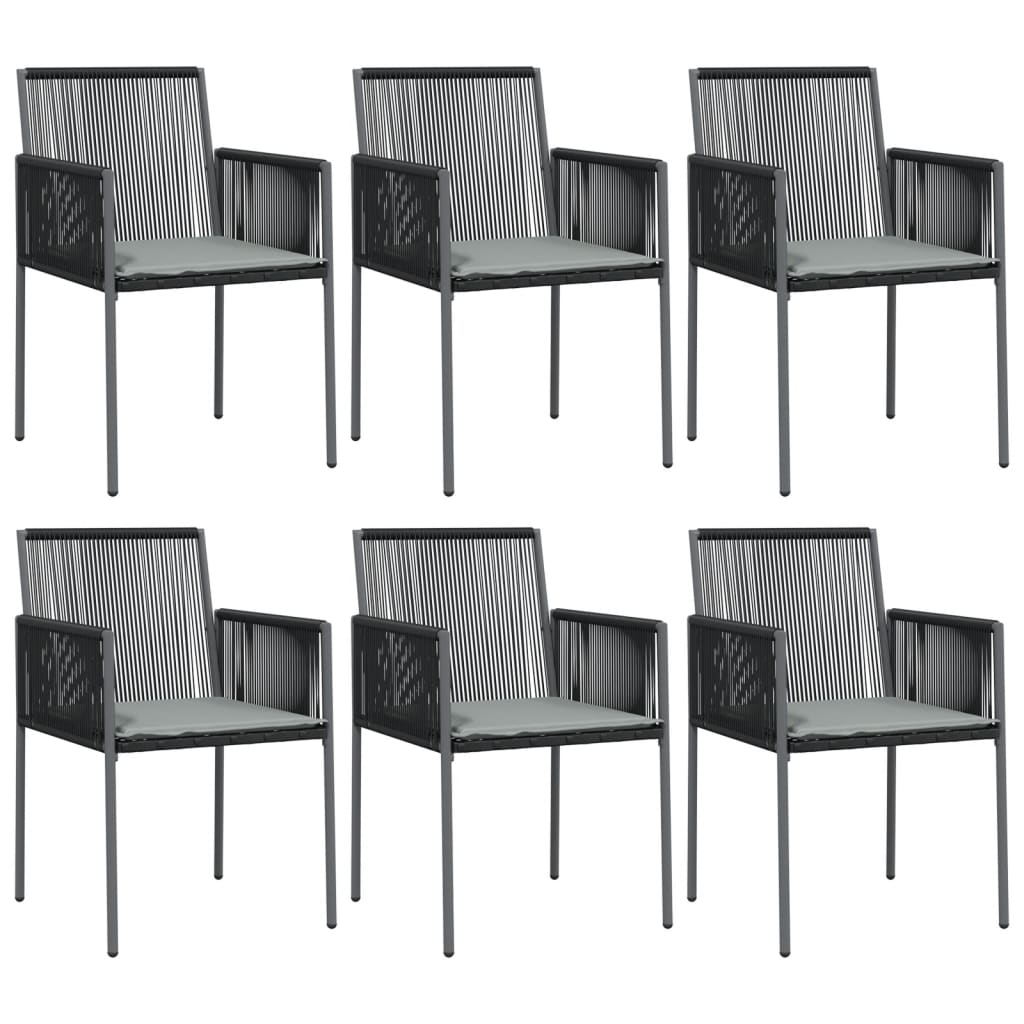 vidaXL Patio Chair Outdoor Chair with Cushions Patio Set Black Poly Rattan-4