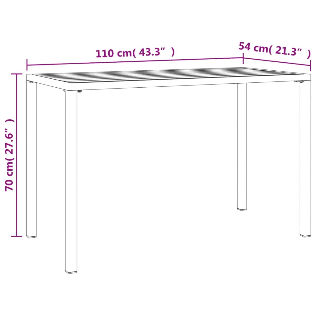 vidaXL Patio Dining Table Anthracite 43.3"x21.3"x27.6" Steel-5