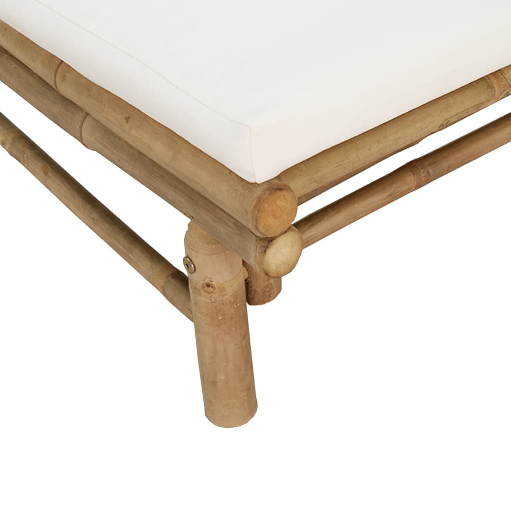 vidaXL Patio Chairs 2 pcs with Cream White Cushions Bamboo-4